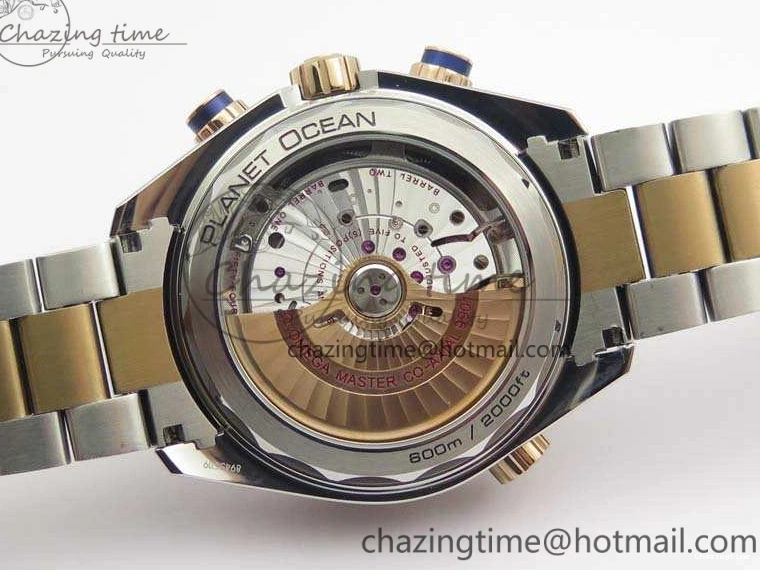 0412 Seamaster Pro Chrono SS RG OM Best Edition Blue Ceramic Blue Dial On SS RG Bracelet A Snug 8129